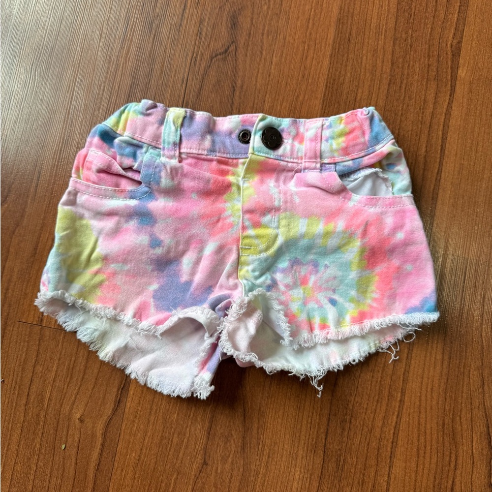 Colorful Tie-Dye Denim Shorts